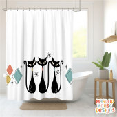 Mid Century Meow Retro Atomic Cats Roze Douchegordijn