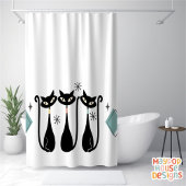 Mid Century Meow Retro Atomic Cats Roze Douchegordijn