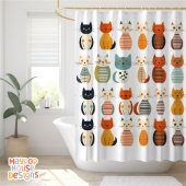 Mid Century Meow Retro Atomic Cats Roze Douchegordijn