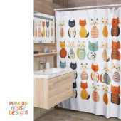 Mid Century Meow Retro Atomic Cats Roze Douchegordijn
