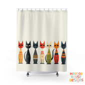Mid Century Meow Retro Atomic Cats Roze Douchegordijn