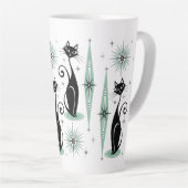 Mid Century Meow Retro Atomic Cats ©studioxine Latte Mok (Rechterhoek)