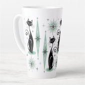 Mid Century Meow Retro Atomic Cats ©studioxine Latte Mok (Linkerhoek)