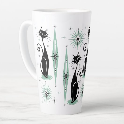 Mid Century Meow Retro Atomic Cats ©studioxine Latte Mok (Linkerhoek)