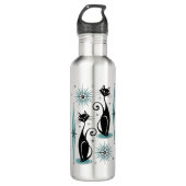 Mid Century Meow Retro Atomic Cats ©studioxine Waterfles (Voorkant)