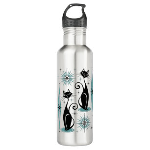 Mid Century Meow Retro Atomic Cats ©studioxine Waterfles