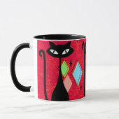 Mid Century Meow Retro  Black Cats  Mok (Links)