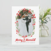 Mid Century Merry and Married Christmas Kaart (Staand voorkant)