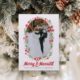 Mid Century Merry and Married Christmas Kaart