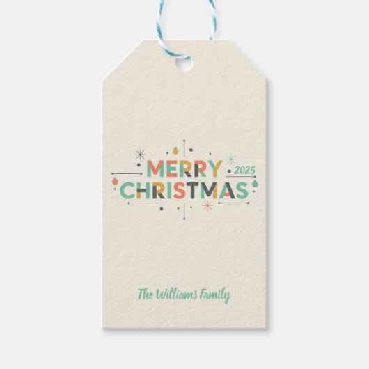 Mid-Century Merry Christmas – Retro Style Cadeaulabel (Voorkant)