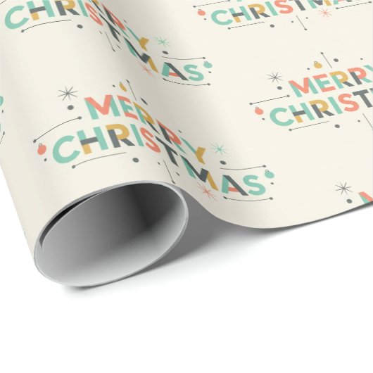 Mid-Century Merry Christmas – Retro Style Cadeaupapier (Rol Hoek)