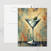 Mid Century Mixed Media Martini Kunst Briefkaart (Voorkant / Achterkant)
