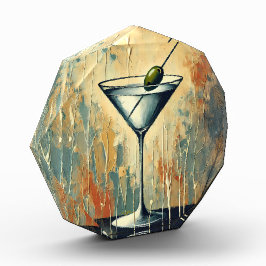 Mid Century Mixed Media Martini Kunst Fotoblokken