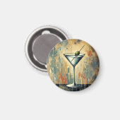 Mid Century Mixed Media Martini Kunst Magneet (Voorkant / Achterkant)