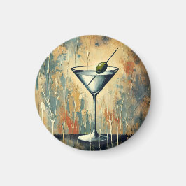 Mid Century Mixed Media Martini Kunst Magneet