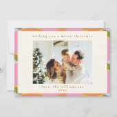 Mid Century Mod Abstracte geometrische kerstfoto Feestdagenkaart (Voorkant)