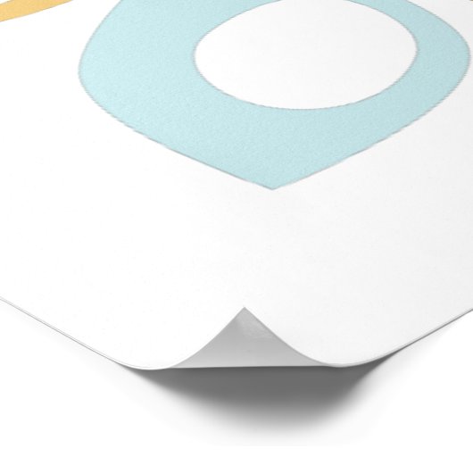 Mid Century Mod Aqua, Geel Abstract Sierkussen Poster (Hoek)