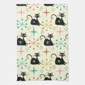 Mid Century Mod Atomic Cats with Retro Starbursts Theedoek (Verticaal)