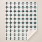 Mid Century Mod Atomic style turquoise zwart Sherpa Deken (Voorkant)