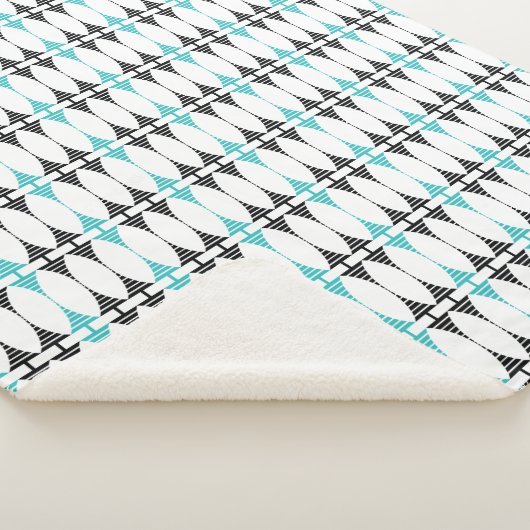 Mid Century Mod Atomic style turquoise zwart Sherpa Deken (3/4)