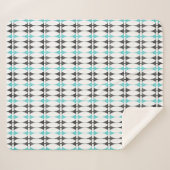 Mid Century Mod Atomic style turquoise zwart Sherpa Deken (Voorkant (horizontaal))