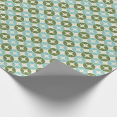 Mid Century Mod Blauw Sage Groen Feestelijk Geomet Cadeaupapier (Hoek)