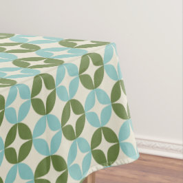 Mid Century Mod Blauw Sage Groen Feestelijk Geomet Tafelkleed