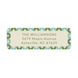 Mid Century Mod Blauw Sage Groen Retouradres Etiket