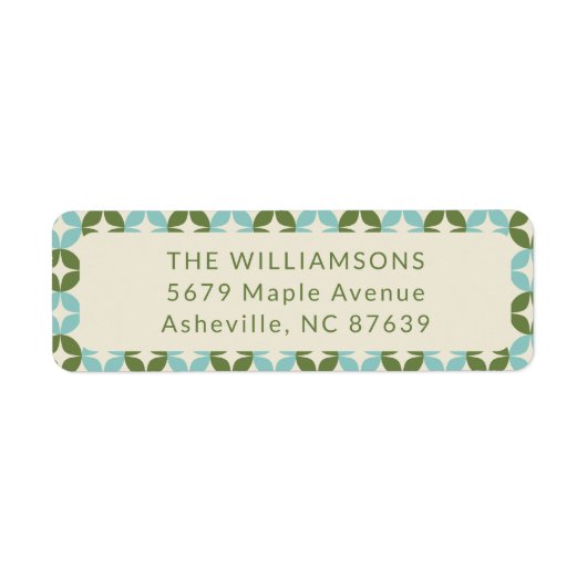 Mid Century Mod Blauw Sage Groen Retouradres Etiket (Voorkant)