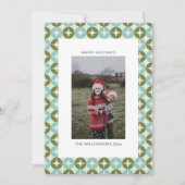 Mid Century Mod Blauw Sage Groene Verticale Foto Feestdagenkaart (Voorkant)