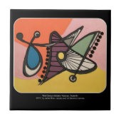 Mid Century Mod Butterfly schilderij op een Tegeltje (Voorkant)