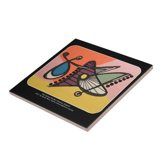 Mid Century Mod Butterfly schilderij op een Tegeltje (Zijkant)