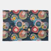 Mid Century Mod Circles in stijl van Hilma af Klin Theedoek (Horizontaal)