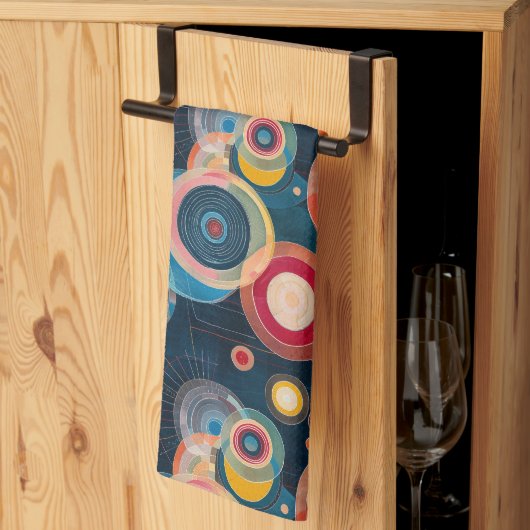 Mid Century Mod Circles in stijl van Hilma af Klin Theedoek (Derde Gevouwen)