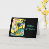 Mid Century Mod Fun in het zonneschilderij op een Kaart (Gele Bloem)