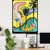 Mid Century Mod Fun in het zonneschilderij op een Poster (Thuiskantoor)
