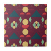 Mid Century Mod Geometric Fuchsia Ceramic Tegel Tegeltje (Voorkant)