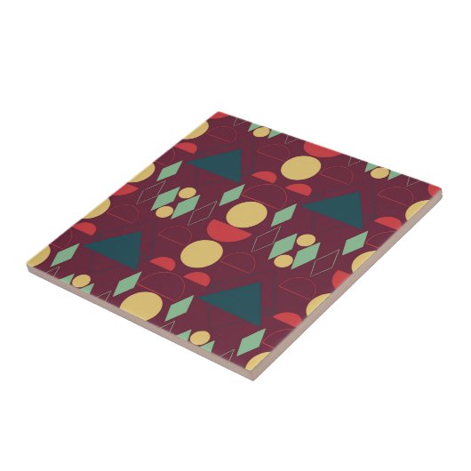 Mid Century Mod Geometric Fuchsia Ceramic Tegel Tegeltje (Zijkant)