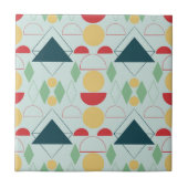 Mid Century Mod Geometric Mint Ceramic Tegel Tegeltje (Voorkant)