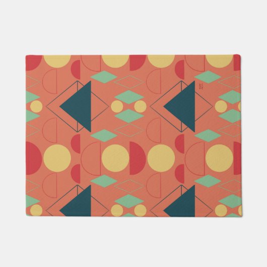 Mid Century Mod Geometric Oranje Deurmat (Voorkant)