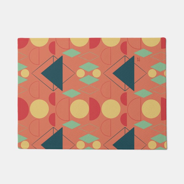 Mid Century Mod Geometric Oranje Deurmat (Voorkant)