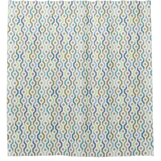 Mid Century Mod Geometric Pattern Blues Douchegordijn (Voorkant)