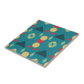 Mid Century Mod Geometric Turquoise Ceramic Tegel Tegeltje (Zijkant)