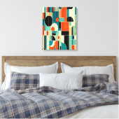 Mid Century Mod Geometrische Abstracte Canvaskunst Canvas Afdruk (Insitu (Slaapkamer))