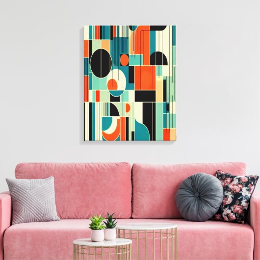 Mid Century Mod Geometrische Abstracte Canvaskunst Canvas Afdruk (Insitu (Woonkamer))