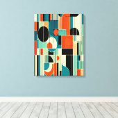 Mid Century Mod Geometrische Abstracte Canvaskunst Canvas Afdruk (Insitu (Houten vloer))