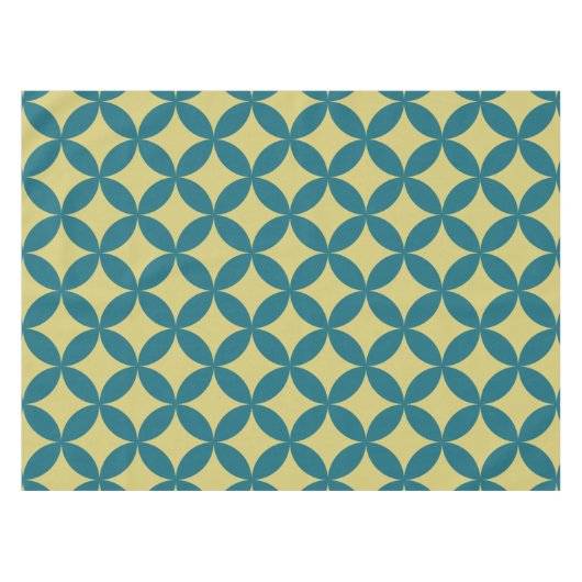 Mid-Century Mod Geometrische Retro Modern Blauw Gr Tafelkleed (Voorkant (Horizontaal))