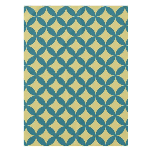 Mid-Century Mod Geometrische Retro Modern Blauw Gr Tafelkleed (Voorkant)