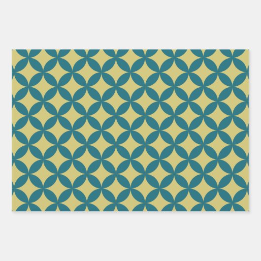 Mid-Century Mod geometrische retro modern blauw Inpakpapier Vel (Voorkant)