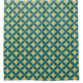 Mid-Century Mod Geometrische Retro Modern Blauwgro Douchegordijn